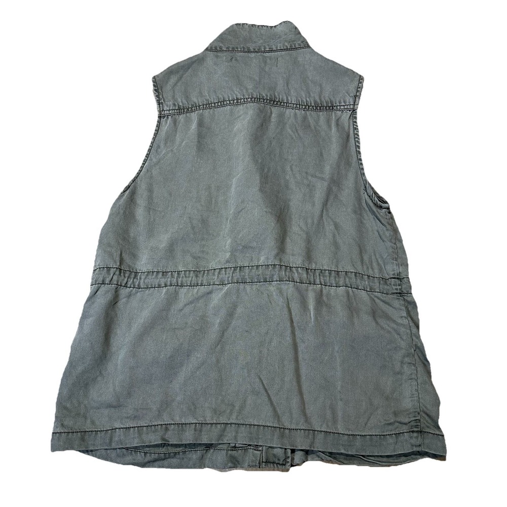 Green Utility Vest Women MED Max Jeans Drawstring Safari Military Tencel Y2K - Picture 2 of 9